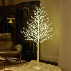 Pre Lit White Tree 6FT 690 Fairy Lights Plug In,Twig Tree with Lights for Home L - Picture 1 of 7
