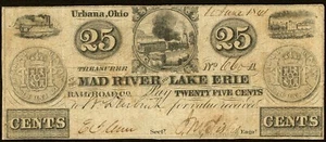Urbana, OH - Mad River and Lake Erie Rail Road Co. 25¢ 10 giugno 1841 VG-F - Foto 1 di 2