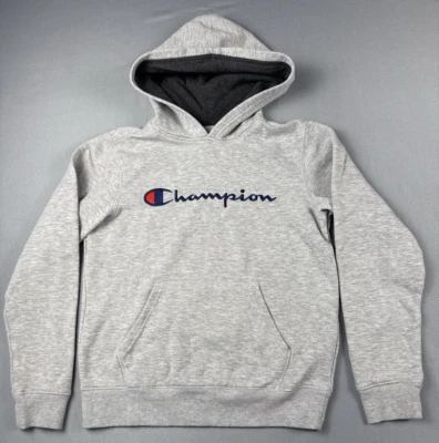 Чемпион свитер мальчиков большой 10-12 серый толстовка с капюшоном флисовый пуловер вышитый логотип - Изображение 1 из 4