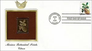 Maria Sibylla Merian Naturalist Citron USA Golden Gold 22k Plated Stamp FDC 1997 - Picture 1 of 2