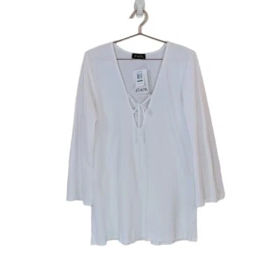 NWT ATHENA L White Lace Up Cover-Up Tunic Women - Image 1 of 4