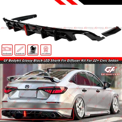 适用于 22-26 HONDA CIVIC SEDAN GF BODYKIT GLOSS 黑色 LED 后置发动机增压器套件 — 第 1/4 张图片