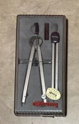 Vintage Rotring Drafting Engineer Compass Set 529 230 in Storage Case - Image 1 of 3