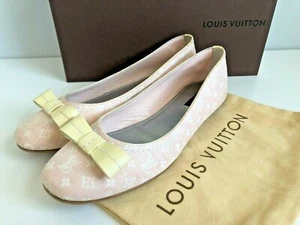 EUC Authentic LOUIS VUITTON Monogram Canvas Ballet Flats in Pale Pink Sz 37.5 - Picture 1 of 12