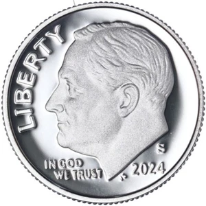 Moneda de diez centavos Roosevelt 2024 S prueba sin circular como nueva en Estados Unidos - Imagen 1 de 1