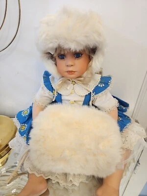 复古儿童女孩毛皮帽和手松饼套装(不包括娃娃) — 第 1/4 张图片