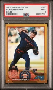2023 Topps Chrome HUNTER BROWN ROOKIE GOLD REFRACTOR RC #d /50 PSA 9 Mint Astros - Picture 1 of 2