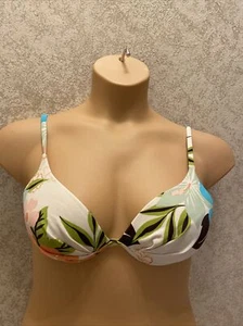 Liquid Blue Bikini Top Convertible Padded Push-up Multi-color Floral Size Medium - Picture 1 of 19
