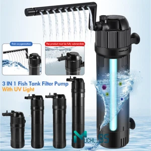 5-in-1 Internal Aquarium Fish Tank Filter Submersible Oxygen Water Pump UV Light