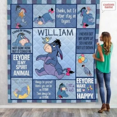 Winnie The Pooh Eeyore Fleece Blanket with Disney Blanket and Custom Name - Image 1 of 3