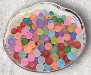 50pcs-Assorted 10mm Matte Frosted Glass Bead with a 1.0mm Hole Loose Bead Pack - Picture 1 of 1