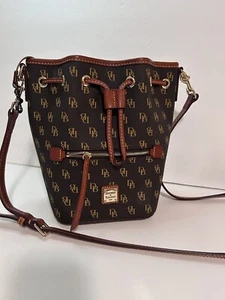 Dooney & Bourke Gretta Drawstring Bucket Crossbody Bag EUC - Picture 1 of 16