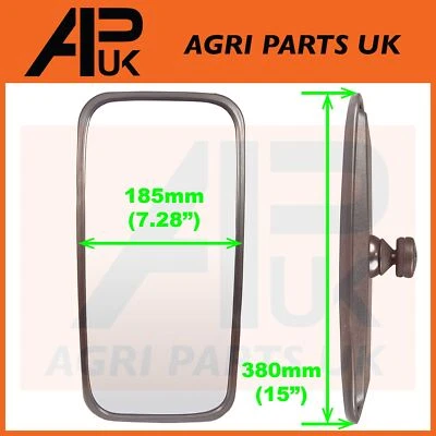 APUK Mirror Head & Glass 380 x 185mm for Massey Ferguson John Deere Holland Tractor