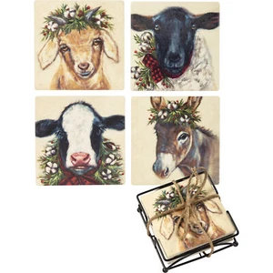 Juego de 4 montañas rusas familiares de animales de granja navideños - Imagen 1 de 3