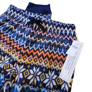 Fleece Pants Pajamas Blue Red White Fair Isle Lounge Girls Large 10/12 JJ2150 - Picture 1 of 4
