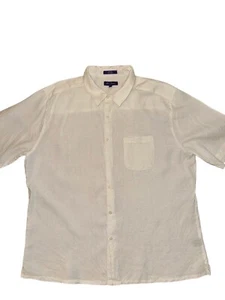 Alan Flusser 100% Linen Shirt Mens 2XL White Short Sleeve Button Down Relaxed - Picture 1 of 8