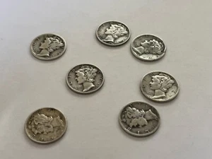 1944-P MERCURY USED  FINE SILVER DIME===USED SILVER ONE COIN - Picture 1 of 2