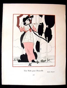 Une Robe pour Deauville  de Buzenet page pub Gazette Bon Ton P. Méras années 20 - Imagen 1 de 4