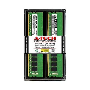 A-Tech 64GB (2x32GB) DDR4 2666 MHz UDIMM PC4-21300 (PC4-2666V) CL19 DIMM 2Rx8... - Picture 1 of 7