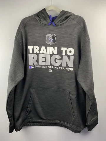 Colorado Rockies Hoodie Mens Large Gray Majestic MLB Authentic Collection Therma Cover