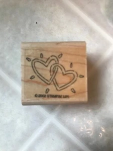 Estampación de "corazones entrelazados" sello de goma 2002 1 1/2" X 1 1/4" - Imagen 1 de 3