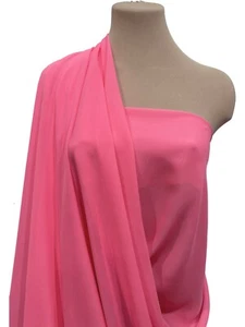 HI-MULTI CHIFFON FABRIC SHEER 60" BRIGHT  PINK  BRIDAL, FORMAL WEAR, DECOR - Picture 1 of 1