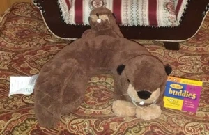 Amigos de viaje para niños pequeños Noodle Head Inc castor marrón con almohada para el cuello de bebé nuevo (B - Imagen 1 de 6