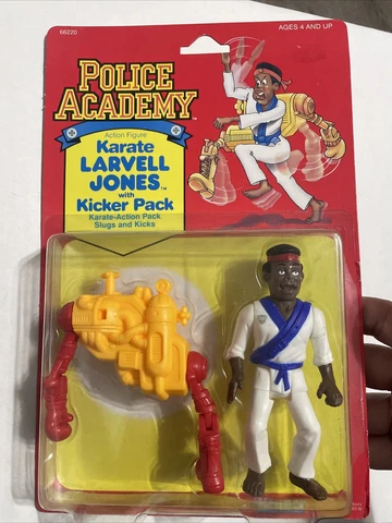 Vintage 1989 Kenner Police Academy Larvell Jones w/ Kicker Pack Figure MOC M73 Cover