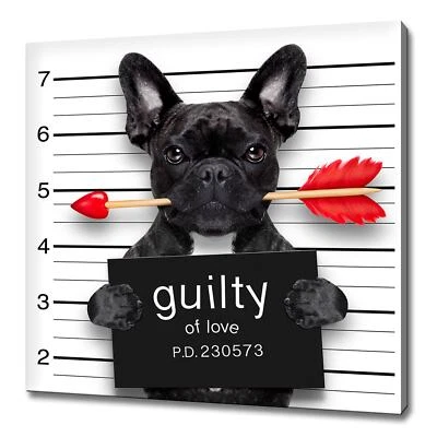French Bulldog Dog With An Arrow Guilty Of Love Humourous Animal Canvas Print - Image 1 of 4