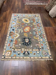Colorful Hand Knotted Turkish Oushak Heriz Geometric Area Rug Carpet 3’1x5’2,83 - Picture 1 of 12