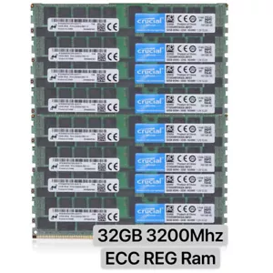 Crucial 256GB 8X32GB 3200MHz DDR4 PC4-25600 ECC Registered Memory CT32G4RFD432A - Picture 1 of 1