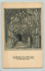 Postcard Cloisters, Gloucester cathedral, Tom fox boys club drawing - Picture 1 of 2