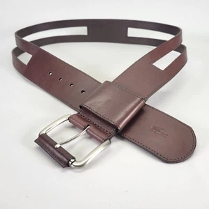 Lacoste Leather Belt 38 40 Large Roller Buckle Wide Brown 204140 - Picture 1 of 12