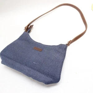 Relic Satchel Handbag Women S Blue Cotton Knit Lined Brown Purse Topstitch Bag - Picture 1 of 12