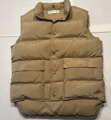 Vtg L.L. Bean Men’s Down Filled Nylon Puffer Vest Khaki/Tan XS Small Made In USA - Image 1 of 4
