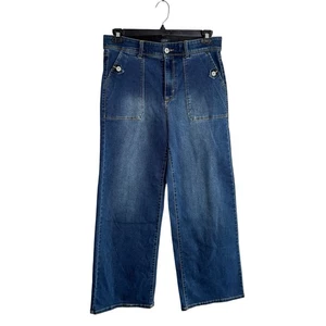 Curve Appeal Jeans Women Size 10 / 30 Stretch Comfort Waist High-Rise Wide Leg - Picture 1 of 15