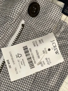 Neu mit Etikett ~ J. Crew Hose W32 L33 Hahnentrittmuster gerader Rollsaum (fleckig) - Bild 1 von 18