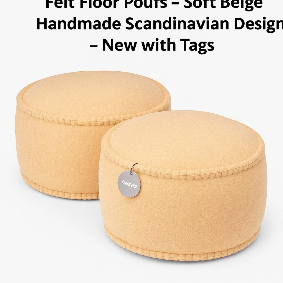 Aveva Wool Felt Floor Pouf–  –Scandinavian Design – New with Tags - Image 1 of 4