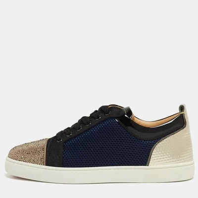 Christian Louboutin Multicolor Fabric and Fabric Louis Junior Strass Sneakers - Image 1 of 4