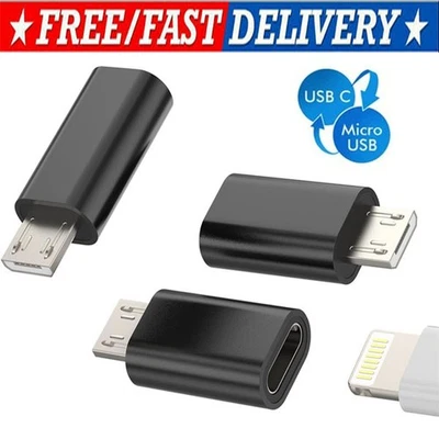 Lote de adaptadores de sincronización de datos de carga convertidor de puerto macho a micro USB hembra tipo C Foto 1 de 4