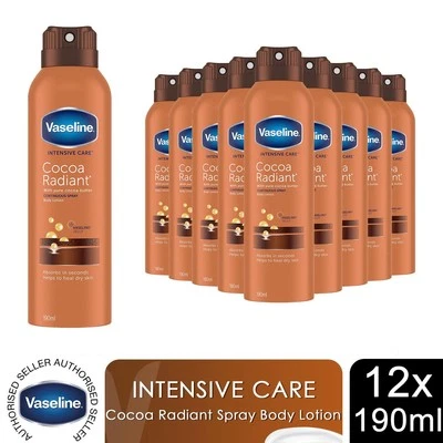 Vaseline Body Lotion Intensive Care Cocoa Radiant Spray Moisturiser 190ml,12pk - Image 1 of 4
