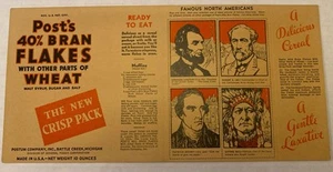 1930 Post Cereal Near FULL Box Famous Americans Sitting Bull Robert Lee Lincoln - Picture 1 of 13