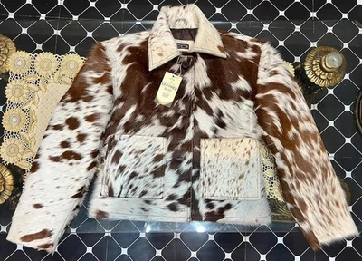 Women’s Hair-On Cowhide Leather Jacket–Genuine Cow Skin, Real Hide Unique Style - Image 1 of 4