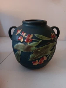 Blue Floral 10" Vase Jardinière Reprod. Roseville Original Marked on the Bottom - Picture 1 of 2