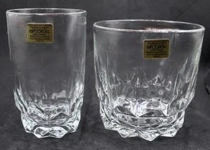 2 Vintage Never Used Arcoroc Crystal Glasses Juice #30 & #43 Vertical Wedge Cut - Picture 1 of 10