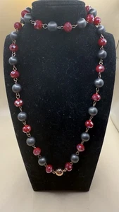 Maria Nicola Cioccolato Rosso Lampone Link Collana Bracciale Set Oro Rosa Calamita - Foto 1 di 3