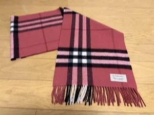 BURBERRY Muffler 100% Cashmere Pink 168cm*30cm - Picture 1 of 7