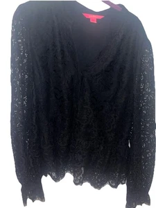Lilly Pulitzer Jacelynne Lace Top Onyx Two Tone Carnival Lace $168 Size XL Euc - Picture 1 of 5