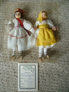 Pair of Vintage Romanian Folk Dolls Cooperativa Arta Crisana Oradea - LOOK! - Picture 1 of 5