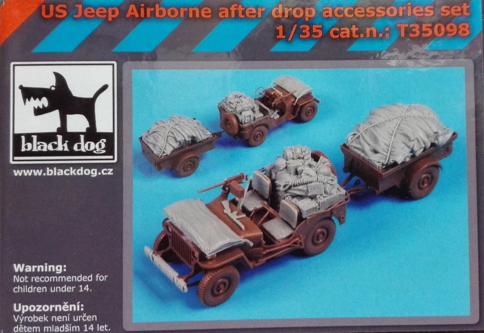 MODELLISMO -  US Jeep Airborne after drop - BLACK DOG T35098 1:35 Scale - Immagine 1 di 1